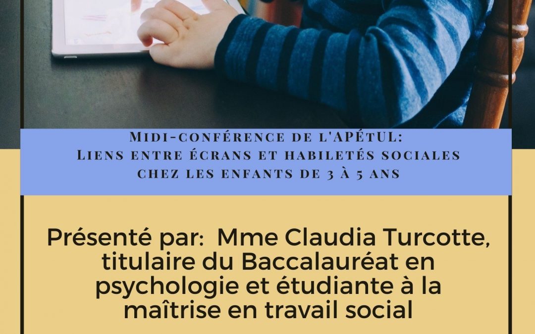 Midi-conférence: Liens entre les écrans et les habiletés sociales chez les enfants de 3 à 5 ans